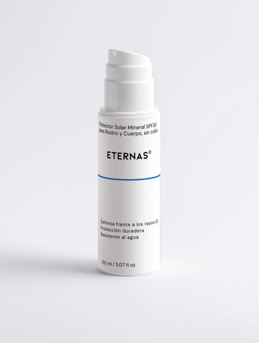 Protector Solar Mineral SPF30 para Rostro y Cuerpo, sin color Eternas